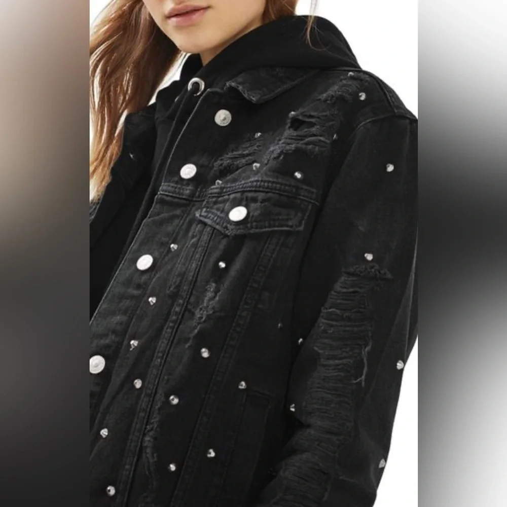 The Style Between Us Women's Black Denim Jacket with Stud Accents